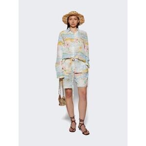 Christopher Esber Crimped Bahia Shirt in Hibiscus Print AU 4 US 0